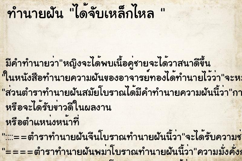 ทำนายฝัน ได้จับเหล็กไหล 